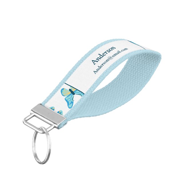Butterflies Pattern Custom Colors Graphic Wrist Keychain (Angled Down)
