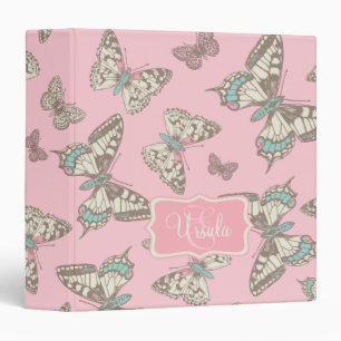 Butterflies pattern pink add your name folder