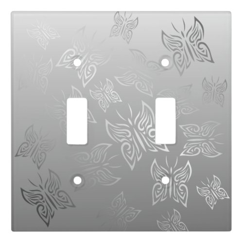 Butterflies Pattern Silver Light Switch Cover