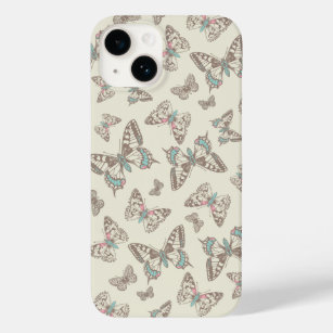 Butterflies patterned brown biege Case-Mate iPhone 14 case