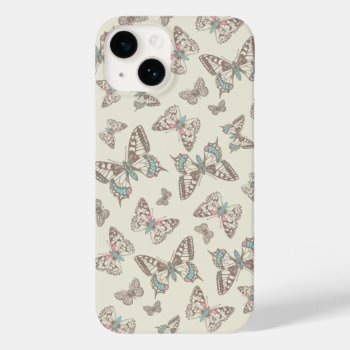 Butterflies Patterned Brown Biege Case-mate Iphone 14 Case by Mylittleeden at Zazzle