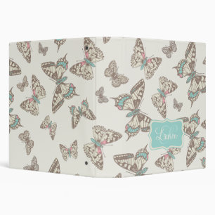 Butterflies patterned cream & teal name folder