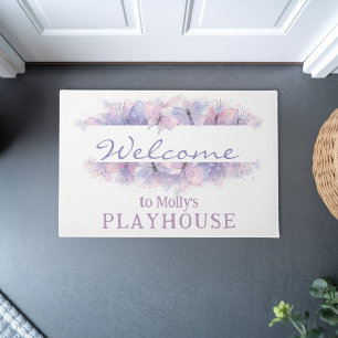 Butterflies personalized kids playhouse welcome doormat