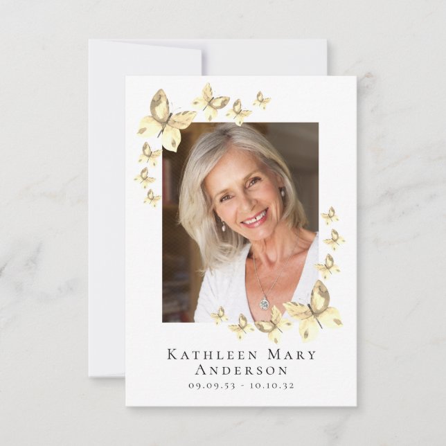 Butterflies Photo Funeral Memorial Prayer Card (Front)