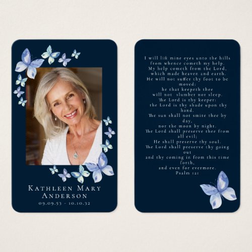 Butterflies Photo Funeral Memorial Prayer Card