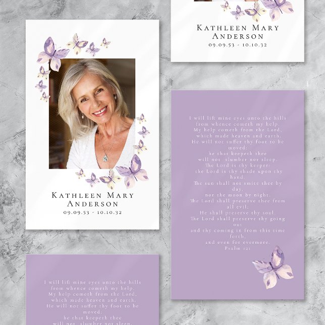 Butterflies Photo Funeral Memorial Prayer Card (Creator Uploaded)
