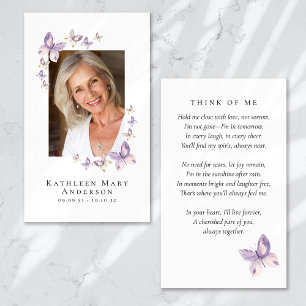Butterflies Photo Funeral Memorial Prayer Card