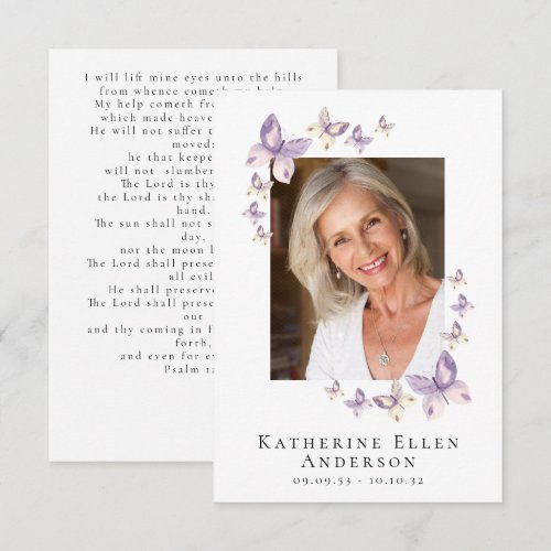 Butterflies Photo Funeral Memorial Prayer Card