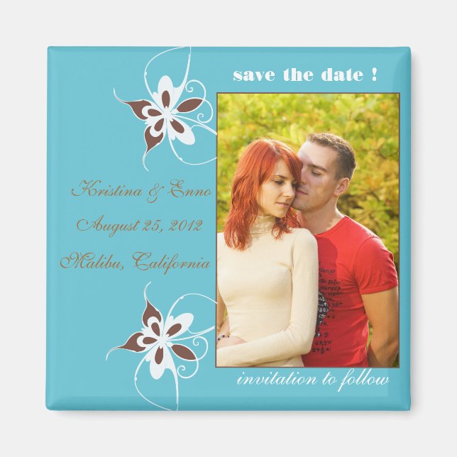Butterflies - Photo save the date magnet - blue (Front)