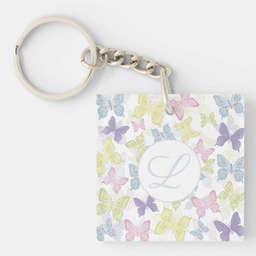 Butterflies Photo Square double_sided Keychain