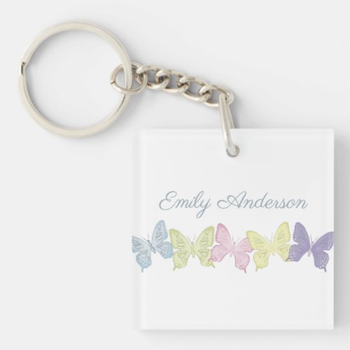 Butterflies Photo Square double_sided Keychain