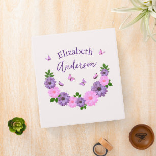 Butterflies Pink and Purple 3 Ring Binder
