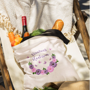 Butterflies Pink and Purple Tote Bag