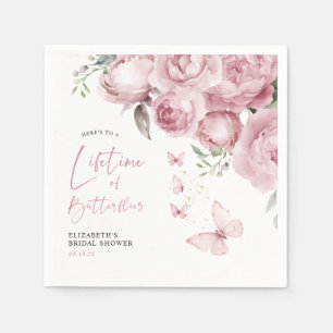 Butterflies Pink Floral Bridal Shower Napkins