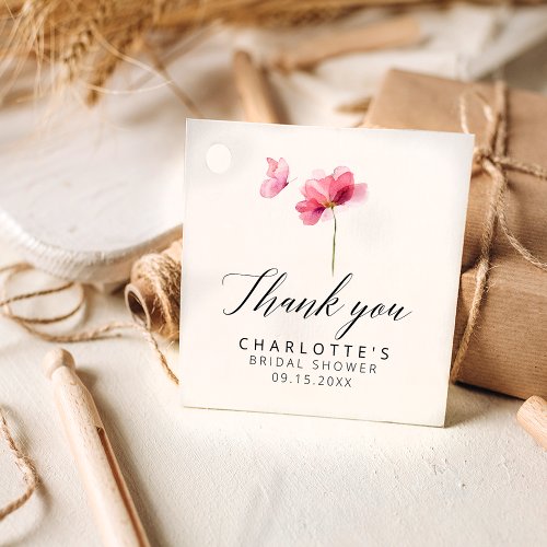 Butterflies Pink Floral Bridal Shower Thank You  Favor Tags