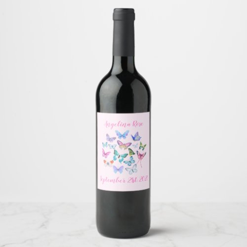 Butterflies  Pink Food and Beverage Label Set