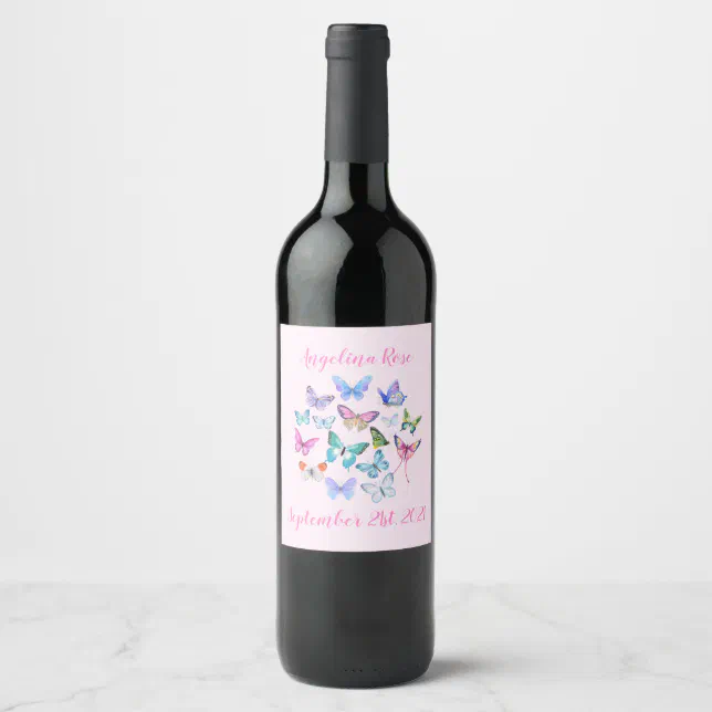Pink Butterfly Label Butterflies ~ Pink Food and Beverage Label Set | Zazzle