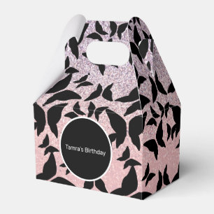Butterflies Pink Glitter Birthday Party Favor Boxes