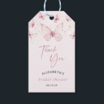 Butterflies Pink Gold Bridal Shower Thank You Gift Tags<br><div class="desc">Add a sweet and elegant touch to your favors with these Butterflies Pink Gold Bridal Shower Thank You Gift Tags. Featuring soft pink butterflies and shimmering gold accents, these tags offer a charming way to show appreciation to your guests. Perfect for floral, garden, or butterfly-themed bridal showers, they bring a...</div>
