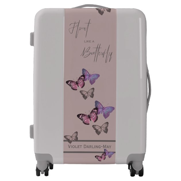 luggage with butterfly design