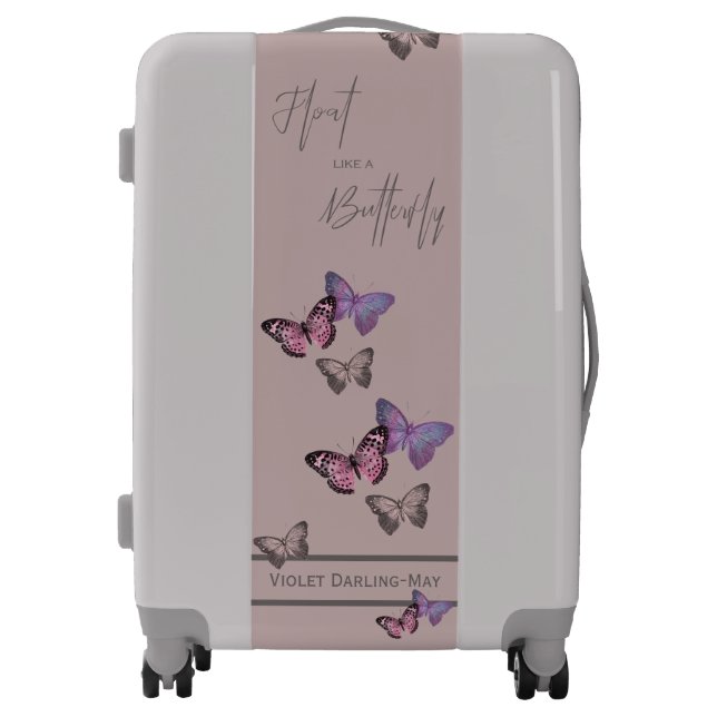 Butterflies Pink Mauve Purple Butterfly Custom Luggage (Front)