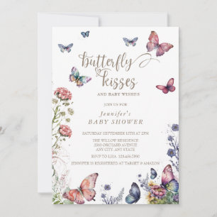 Butterflies Pink Purple Floral Baby Shower Invitation