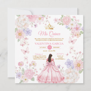 Butterflies Pink Purple Quinceañera 15 Anos Invitation