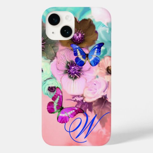 BUTTERFLIESPINK TEAL ROSES AND ANEMONE FLOWERS Case_Mate iPhone 14 CASE