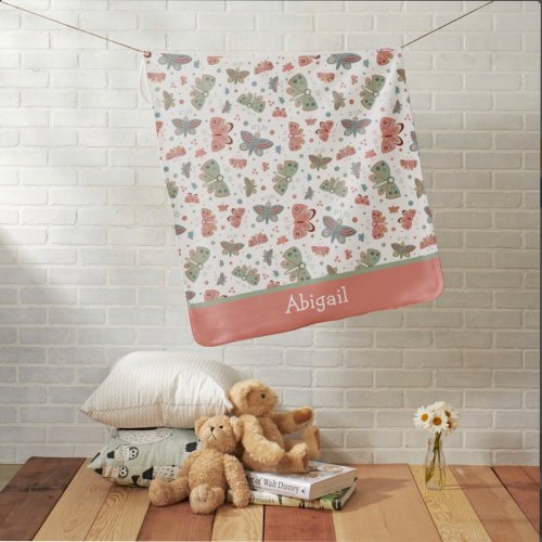 Butterflies Pink Whimsical Pattern  Inspirivity Baby Blanket
