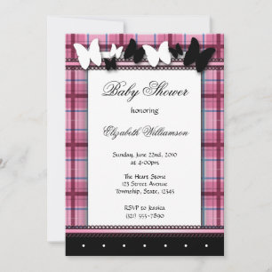 Butterflies & Plaid Baby Shower invitations