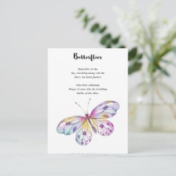 Butterflies Poem Postcard | Zazzle