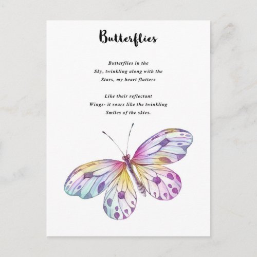 Butterflies Poem Postcard