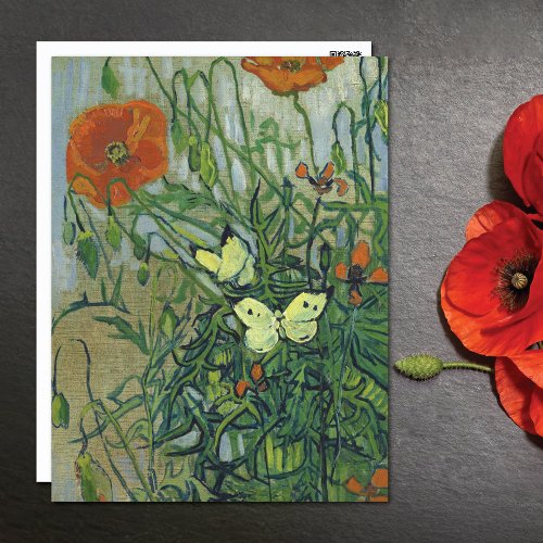 Butterflies Poppies Landscape Vincent van Gogh Postcard