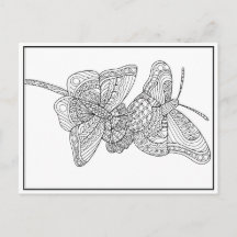 Butterflies Postcard Design - Coloring Card