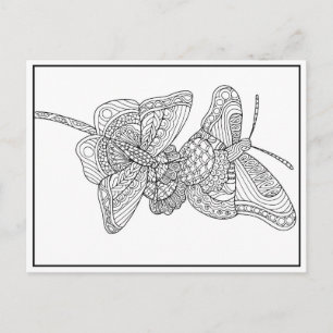 Butterflies Postcard Design - Coloring Card