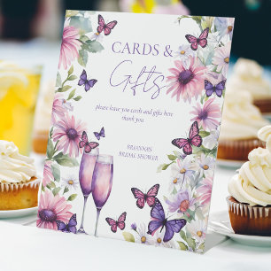 Butterflies purple bridal shower gifts pedestal sign