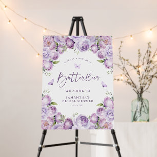Butterflies Purple Bridal Shower Welcome Sign