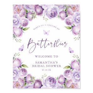 Butterflies Purple Bridal Shower Welcome Sign