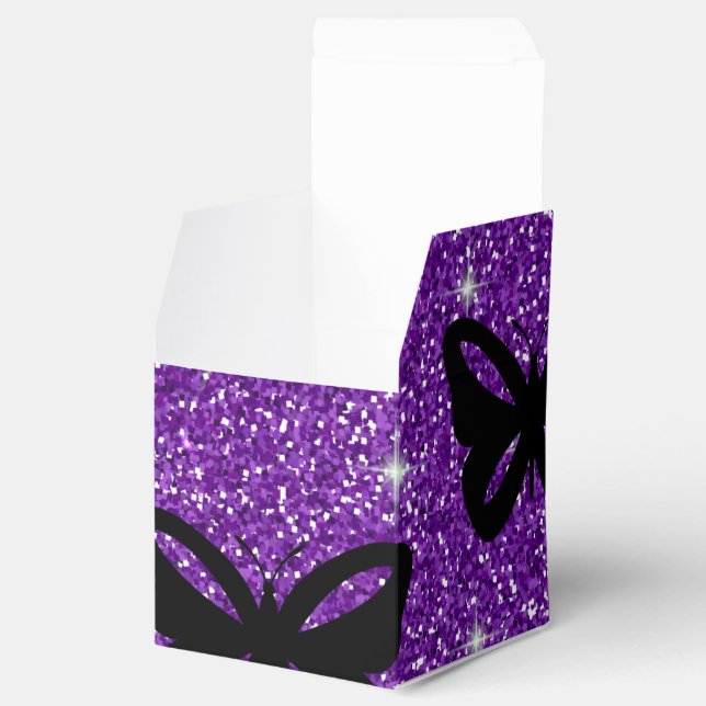 Butterflies Purple Glitter Fly Insect Animals Favor Boxes (Opened)