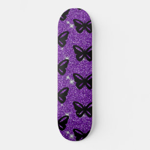 Butterflies Purple Glitter Fly Insect Animals Skateboard