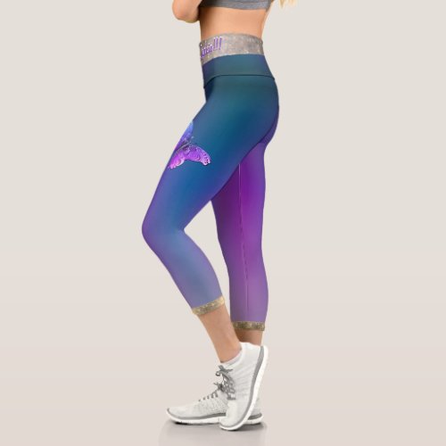 Butterflies  Purple High Waisted Capris