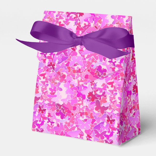 Butterflies, purple, lavender, pink favor boxes (Front Side)