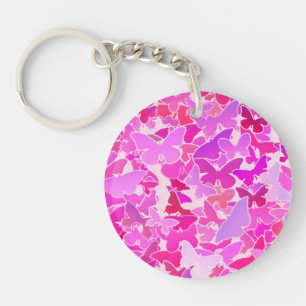 Butterflies, purple, lavender, pink keychain