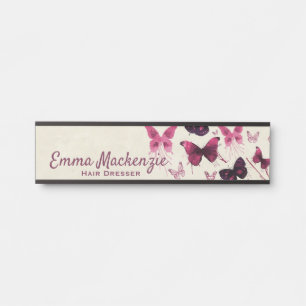 Butterflies Purple Office Door Sign