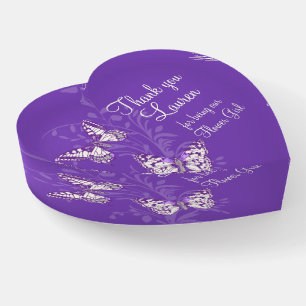 Butterflies purple thank you flower girl custom paperweight