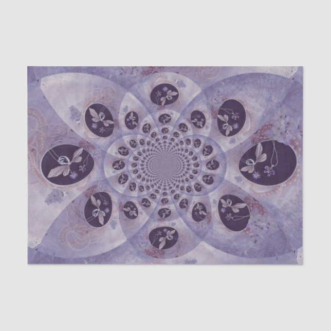 Butterflies Purple Vintage Abstract Hippie Boho Tissue Paper (Front)