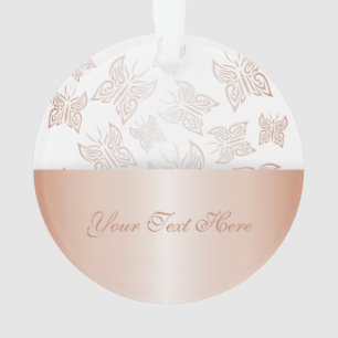 Butterflies Rose Gold Personalize Ornament