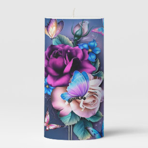 Butterflies & Roses Pillar Candle