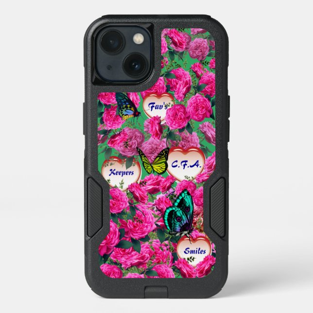 Butterflies Roses Sea Green Otterbox iPhone Case (Back)