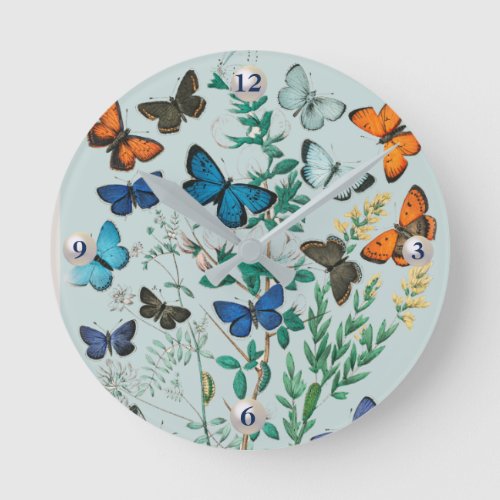 Butterflies Round Clock
